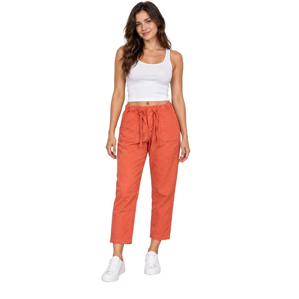 Columbia M 27" inseam linen blend orange cropped active pants drawstring waist